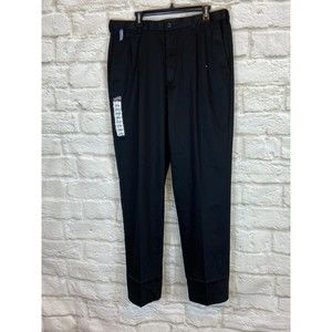 NWT HAGGAR Pleated Classic Fit Premium No Iron Khaki Size 38W x 34L BLACK